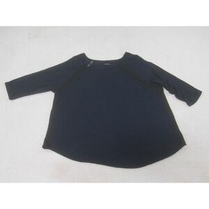 Lane Bryant Shirt Womens 18 20 Blue Black Lace Trim 3 4‎ Sleeve Plus Size Top